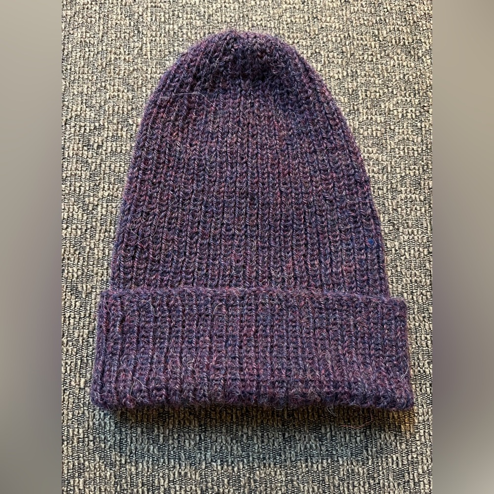 Cozy Knit Alpaca Beanie Hat in Aubergine Purple Melange NWOT